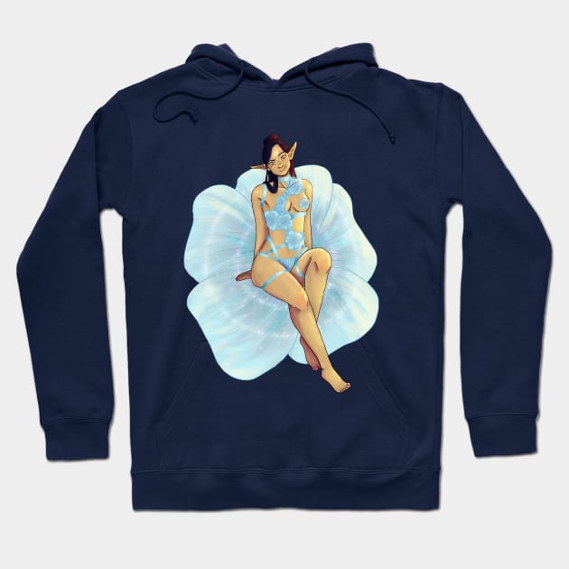 Blue Hibiscus Hoodie by Katminusesshop